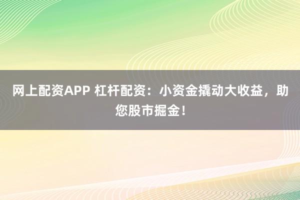 网上配资APP 杠杆配资：小资金撬动大收益，助您股市掘金！