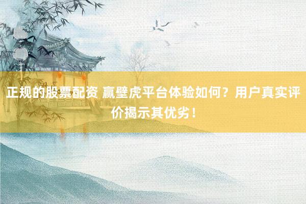 正规的股票配资 赢壁虎平台体验如何？用户真实评价揭示其优劣！