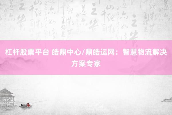 杠杆股票平台 皓鼎中心/鼎皓运网：智慧物流解决方案专家