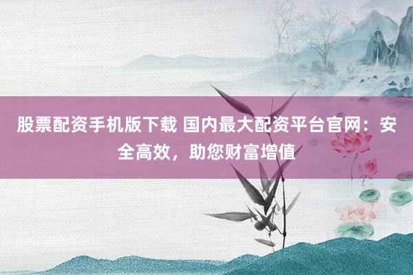 股票配资手机版下载 国内最大配资平台官网：安全高效，助您财富增值
