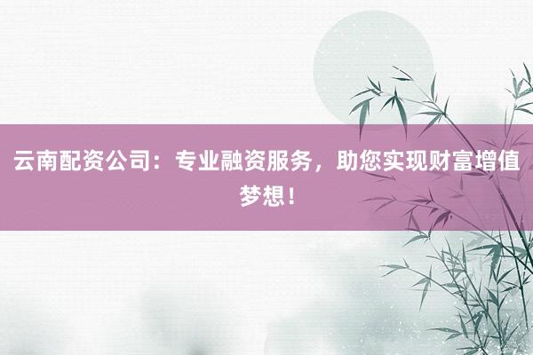 云南配资公司：专业融资服务，助您实现财富增值梦想！