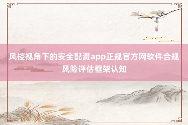 风控视角下的安全配资app正规官方网软件合规风险评估框架认知