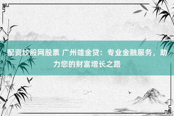 配资炒股网股票 广州雄金贷：专业金融服务，助力您的财富增长之路